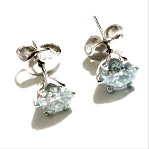 2.12 CTW Ice Blue Moissanite Solitaire Earrings . 925 Sterling
